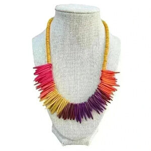 Vintage multicolored wooden bead necklace